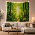 thumbnail image 1 of Forest Path Among Mossy Boulders under Sunbeams, Serene Digital Art for Nature Lovers, Woodland Home Decor, Housewarming Gift, Tapestry Wall Hanging for Bedroom and Living Room, 1 of 7