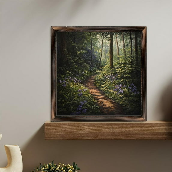 Forest Path Wild Iris Art Wooden Sign Wall Plaque - Vintage Art Decoration, Wall Decoration - Ideal Gift For Home Decoration, Living Room, Bathroom, Bedroom, Garden, Dining, Bar, Cafe, Festival Par
