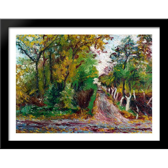 Forest Pathway 36x28 Large Black Wood Framed Print Art by David Burliuk