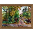thumbnail image 1 of Forest Pathway 36x28 Large Gold Ornate Wood Framed Canvas Art by David Burliuk, 1 of 2