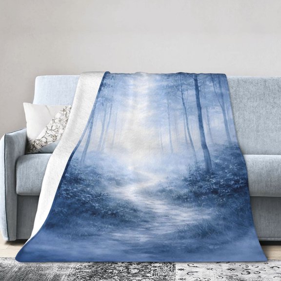 Forest Pathway Blanket Cozy Soft Gift for Nature Lovers Home Decor 50x40