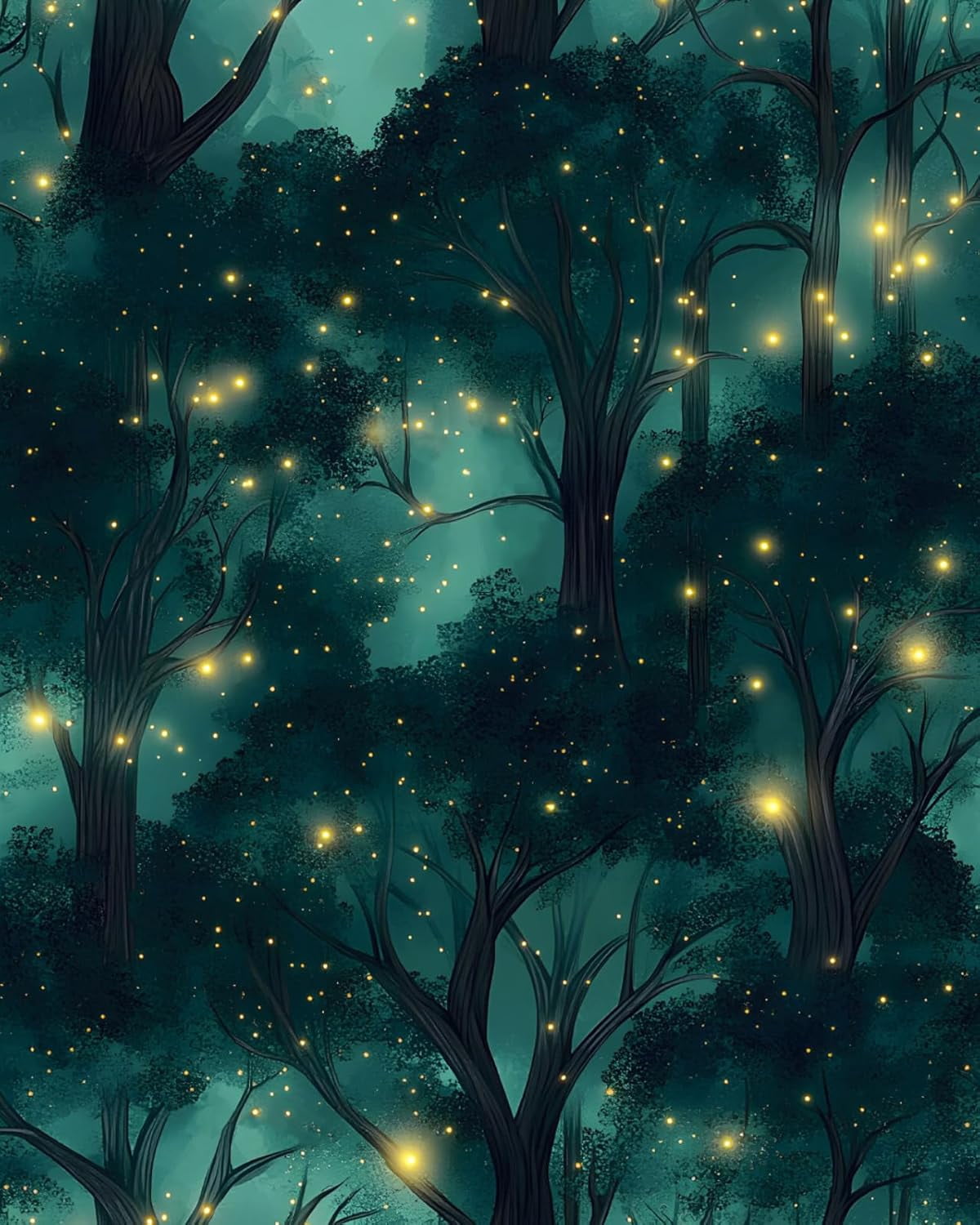 Forest Peel and Stick Wallpaper Vintage Green Leaf Contact Paper Blue Floral Wall Mural Home Vinyl Waterproof Self Adhesive Removable Renter Friendly Wall Paper 17.5" x 118"