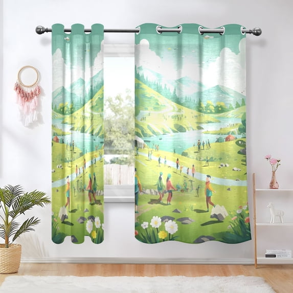 Forest People Blackout Curtains Thermal Insulation 63 inch Grommet for Bedroom Living Room Bathroom Kitchen Windows 2 Pack