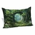 thumbnail image 1 of Forest Pillow Covers, Linen Long Throw Pillow Case, Nature Green Tree Spring Scenic Woodland Holiday Pillow Protector Decorative Cushion Cover for Living Room/Bedroom 20" x 26", 1 of 8
