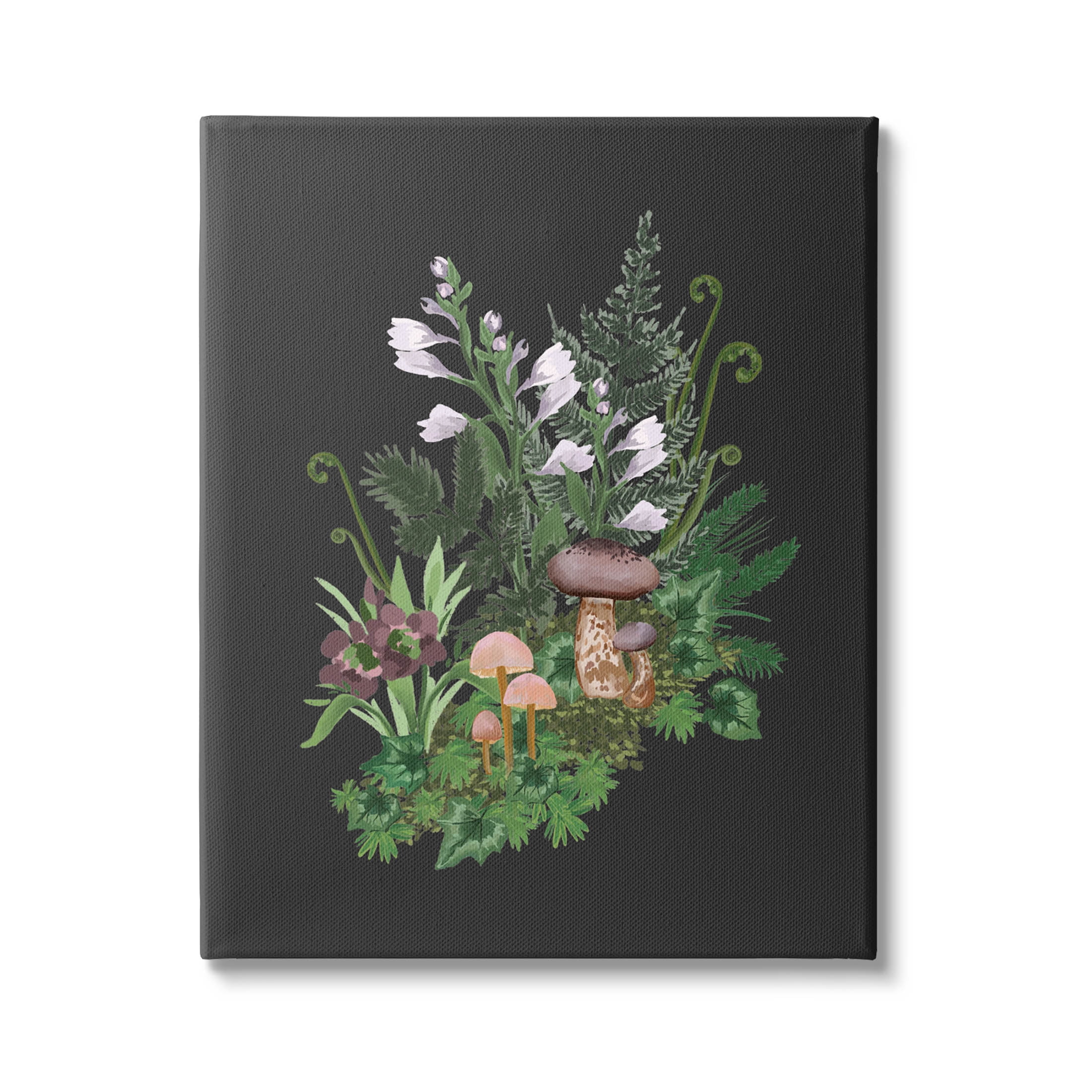 Forest Plants Blooming Mushrooms Botanical & Floral Graphic Art Gallery Wrapped Canvas Print Wall Art
