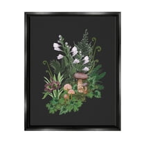 Forest Plants Blooming Mushrooms Botanical & Floral Graphic Art Jet Black Framed Art Print Wall Art