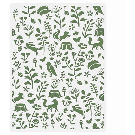 Forest Plants and Animals Wall Stencil Template 11.8 x 15.7 Inch Reusable Plastic Woodland Nursery Stencil for DIY