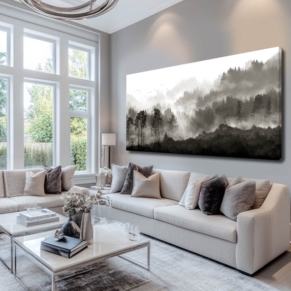 Forest Poster Prints Modern Picture Canvas Nature Decorative Painting 24"x48" Neutral Art Dining Room Office Artwork Wall Decor