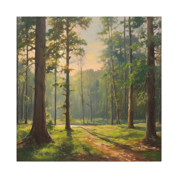 Forest Print Canvas, Trees Oil Paint Print 20x20, 24x24, 30x30, 32x32, 36x36 Art Design Print Pine-Wood Inner Frame MC-69