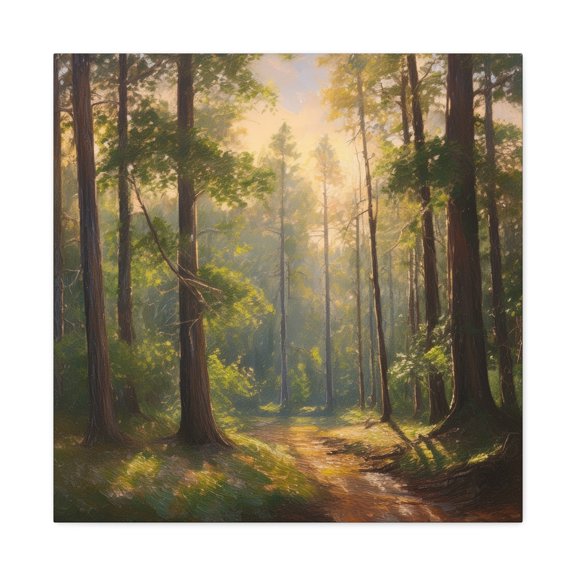 Forest Print Canvas, Trees Oil Paint Print 20x20, 24x24, 30x30, 32x32, 36x36 Art Design Print Pine-Wood Inner Frame MC-70