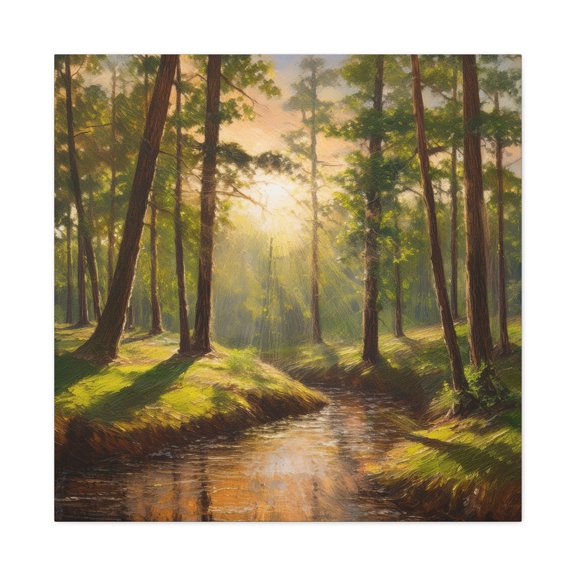 Forest Print Canvas, Trees Oil Paint Print 20x20, 24x24, 30x30, 32x32, 36x36 Art Design Print Pine-Wood Inner Frame MC-73