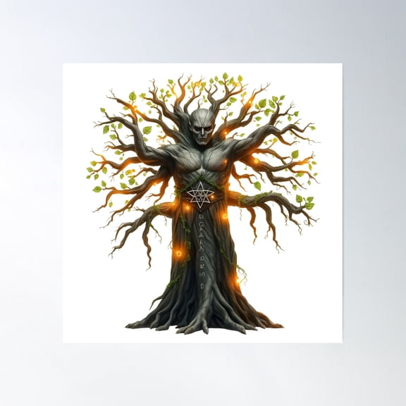 Forest Protector Silhouette - Mystical Tree Entity Design Poster Wall Art, Modern Wall Decor, 30x30 UNFRAMED