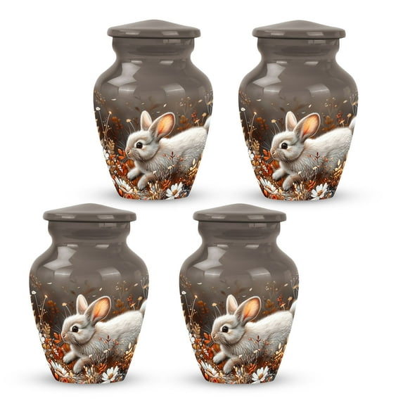 Forest Rabbit Meadow Small Urns For Human Ashes Adult Male - Cremation Urn Human Ashes - Keepsake For Human Ashes - Urns For Human Ashes - Funeral Memorial Keepsake (Size -3inch, 4Pcs)