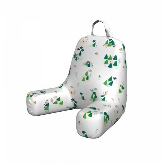 Forest Reading Pillow Cover, Layout of Scandinavian Inspired Pattern of Trees and Various Plantation, Unstuffed Printed Bed Rest Case from Soft Fabric, Small, Green and Multicolor, by Ambesonne