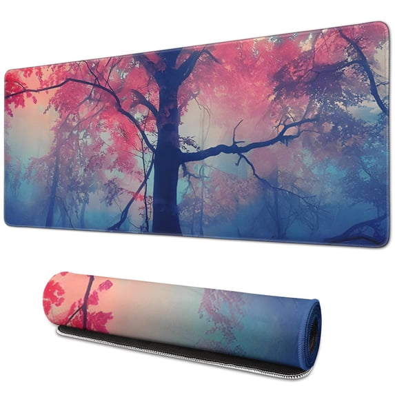 the Forest Of Red Leaves in the Fog pad Mousewaterproofno Slip for Office Home Work GamingmousepadsRubber Base Mousepad with Stitched Edges 31.5x11.8inches