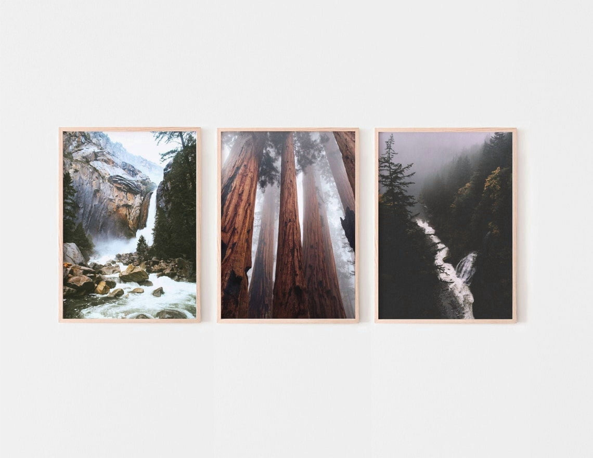 Waterfall Only Forest Redwood Yosemite Waterfall California National Park Poster, Set ...