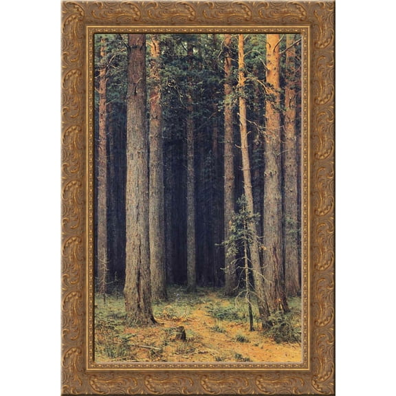Forest Reserve. Pine Grove 24x18 Gold Ornate Wood Framed Canvas Art by Ivan Shishkin