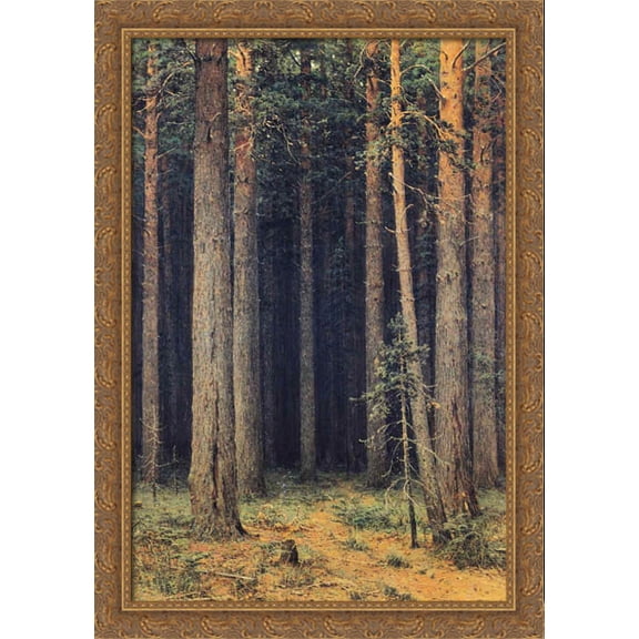 Forest Reserve. Pine Grove 28x40 Large Gold Ornate Wood Framed Canvas Art by Ivan Shishkin