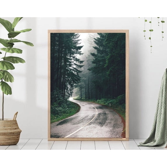 Forest Road Print, Spruce Trees Photography, Nature, Dark Forest Landscapes Poster, Nordic Wall Art, Modern Wall Decor, 8x12 UNFRAMED