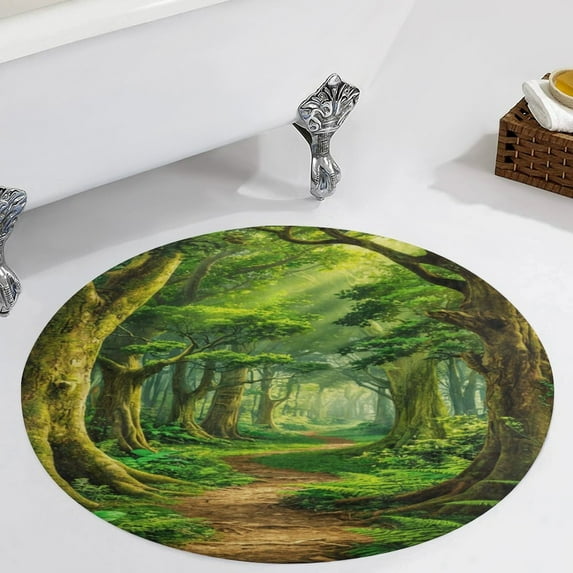 Forest Round Area Rugs for Bedroom Living Room, 3FT Soft Comfy Indoor Circle Carpets, Carpet Home Decor Floor Mat