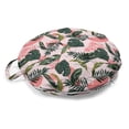 thumbnail image 1 of Forest Round Floor Cushion with Handle, Tropical Foliage Monstera Areca Palm Leaves Hawaiian Exotic Jungle, Decorative Pillow for Living Room & Dorms, 18" Round, Pale Pink and Dark Green, by Ambesonne, 1 of 4
