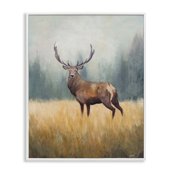 Stupell Industries Forest Royalty Elk White Framed Giclee Art, design by Julia Purinton, 20 x 16