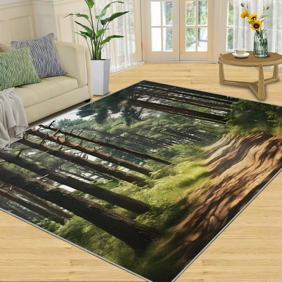 Forest Rugs for Bedroom - Trees Rug, Washable Rug, Nature Carpet for Living Room, Landscape Area Rugs, Forest Carpet, Scenery Home Decor & Gifts 4x6ft