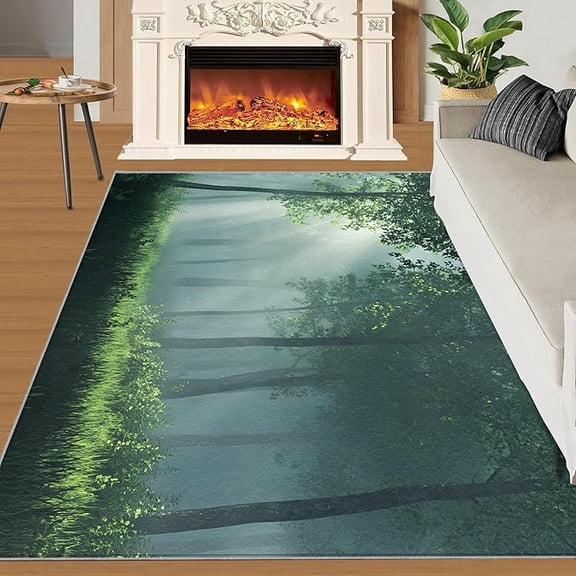 Forest Rugs for Living Room - Fantasy Jungle Rug, Nature Landscape Area Rug, Washable & Non Slip & Soft Small Carpet, Home Decor 1x2ft