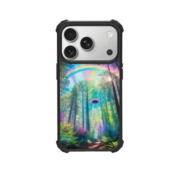 Forest Scene Rainbow Shockproof Case For iPhone 12 13 14 15 16 Pro Max Series – TPU Bumper + Hard PC Back, Air-Cushion Corners
