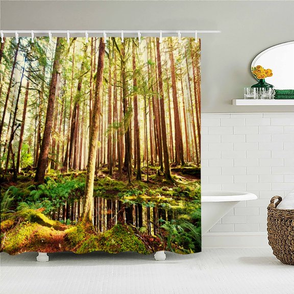 Forest Scenery Printed Fabric Shower Curtains Autumn leaves Tree leaf Bath Screen Waterproof Products Bathroom Decor with