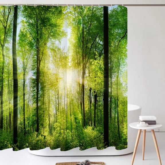 Forest Scenery Printed Fabric Shower Curtains Autumn leaves Tree leaf Bath Screen Waterproof Products Bathroom Decor with