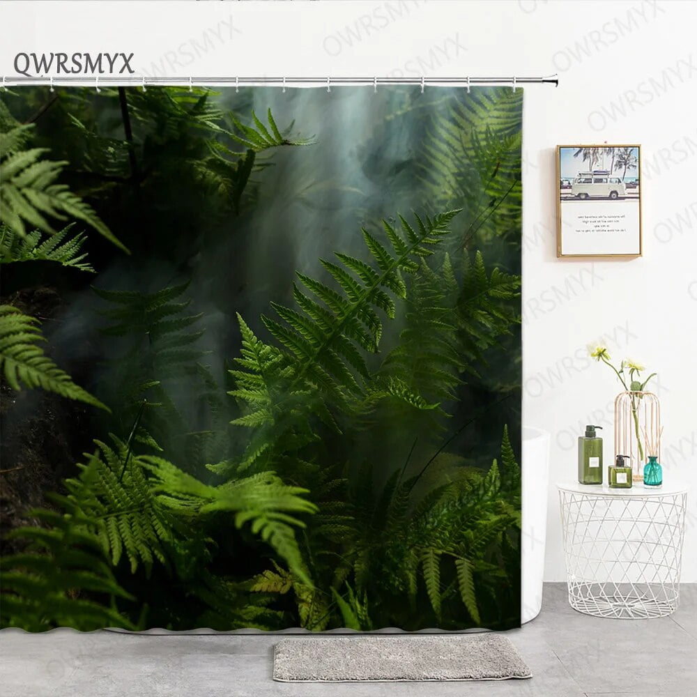 Forest Scenery Shower Curtain Landscape Green Tree Tropical Rainforest