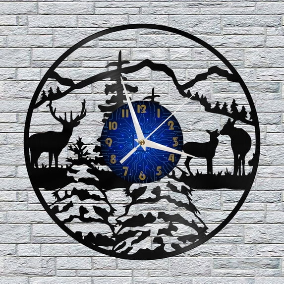 Forest Scenery Vinyl Wall Clock, Vinyl Record Clock Wall Art Silent & Non-ticking(12 inchs B)