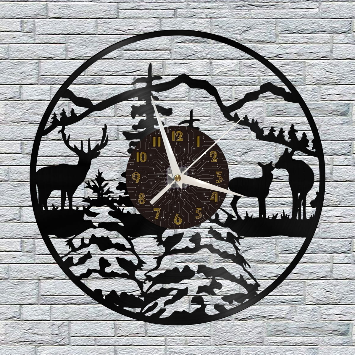 Clock Sencery Forest Scenery Vinyl Wall Clock, Vinyl Record Clock Wall Art Silent ...