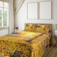 thumbnail image 1 of Ambesonne Autumn Fitted & Top Sheet Set with Shams, Evening Natural Park, Yellow Green, 1 of 4