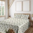 thumbnail image 1 of Ambesonne Forest Fitted & Flat Sheet with Shams 4 Pcs Set, Branches Fern Leaves Motifs, Full, White and Green, 1 of 1