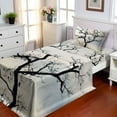thumbnail image 1 of Ambesonne Forest Fitted & Top Sheet Set with Sham, Black Fall Tree Silhouette, Grey Black, 1 of 5