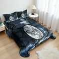 thumbnail image 1 of Ambesonne Winter Fitted & Top Sheet Set with Shams, Moon at Night in Forest, Black and Blue, 1 of 8