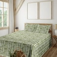 thumbnail image 1 of Ambesonne Forest Fitted & Flat Sheet with Shams 4 Pcs Set, Long Exotic Trees Asia Vibes, Queen, Pale Olive Green and White, 1 of 1