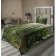 thumbnail image 1 of Ambesonne Tropical Fitted & Top Sheet Set with Sham, Exotic Jungle Forest, Green Brown, 1 of 4