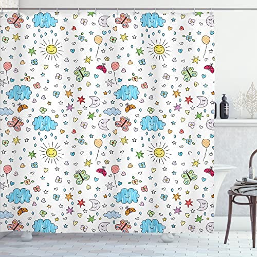 Forest Shower Curtain Enchanted Woodland Foliage in Deep Tropical Jungle at Southeast Landscape Print Cloth Fabric Bathroom Decor Set with Hooks 69" W x 75" L Green
