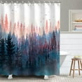 thumbnail image 1 of Forest Shower Curtain, Pine Trees Shower Curtain, Mountain Nature Pink Shower Curtains Set, Rustic Foggy Art Bathroom Curtain, 72W x 72H Inch Waterproof Fabric Shower Curtain Hooks, 1 of 6