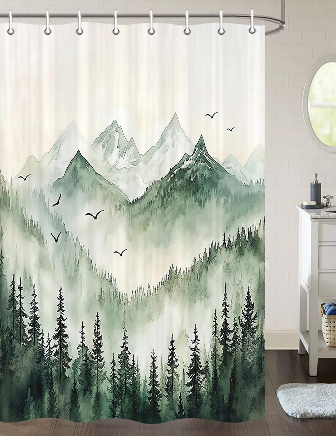 Forest Shower Curtain, RV Shower Curtain for Travel Trailer Bathroom ...