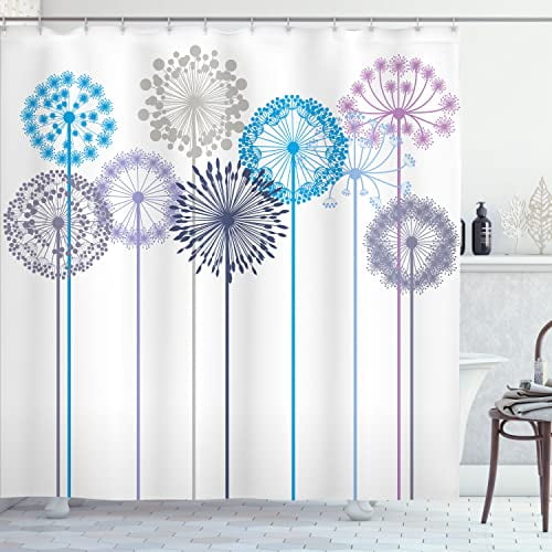 Forest Shower Curtain Sunny Forest with Wild Garlic Enchanting Wildflowers Blossoms Landscape Scenery Cloth Fabric Bathroom Decor Set with Hooks 69" W x 75" L Green and White