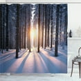thumbnail image 1 of Forest Shower Curtain Sunset at Wintertime for Bathroom 84" Extralong, 1 of 4