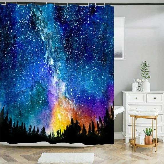 Forest Shower Curtain Watercolor Print Modern Nordic Minimalist Polyester Home Decoration Bathroom Curtain with
