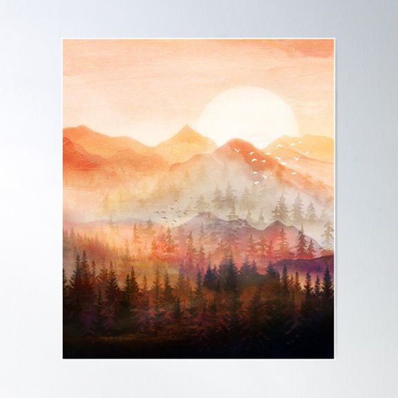 Forest Shrouded in Morning Mist Poster, 16x24 UNFRAMED