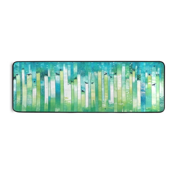 Forest Silhouette Design 72x24" Runner Rug, Non-Slip Memory Foam Cushion, Anti-Crease for Hallways and Bedrooms