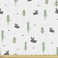 thumbnail image 1 of Forest Sofa Upholstery Fabric by the Yard, Continuous Simplistic Rabbits Pine Leaves Stars Illustration, Decorative Fabric for DIY and Home Accents, Purpleblue Fern Green by Ambesonne, 1 of 5