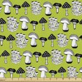 thumbnail image 1 of Ambesonne Forest Fabric by the Yard Upholstery, Woodland Mushrooms Theme, 2 Yards, Lime Green Charcoal Grey, 1 of 5